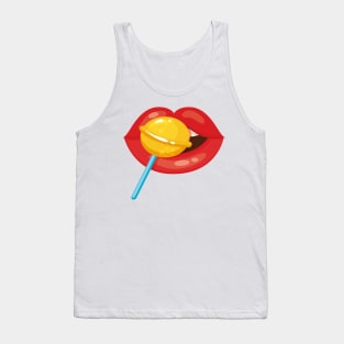 LOLLIPOP MOUTH KAWAII DESIGN ANIME MOUTH SEXY KAOMOJI LIPS EMOTICON CARTOON Tank Top